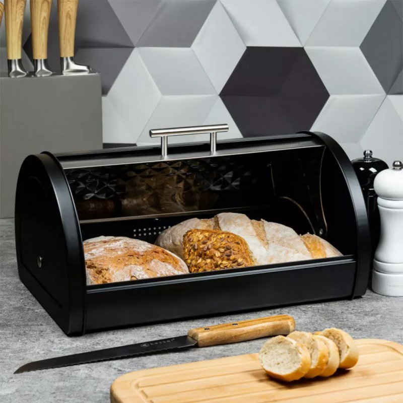 Klausberg KB-7454 Moderno portapane in metallo con coperchio a diamante