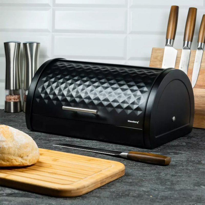 Klausberg KB-7453 Moderno portapane in metallo nero con coperchio a diamante