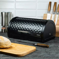 Klausberg KB-7453 Moderno portapane in metallo nero con coperchio a diamante