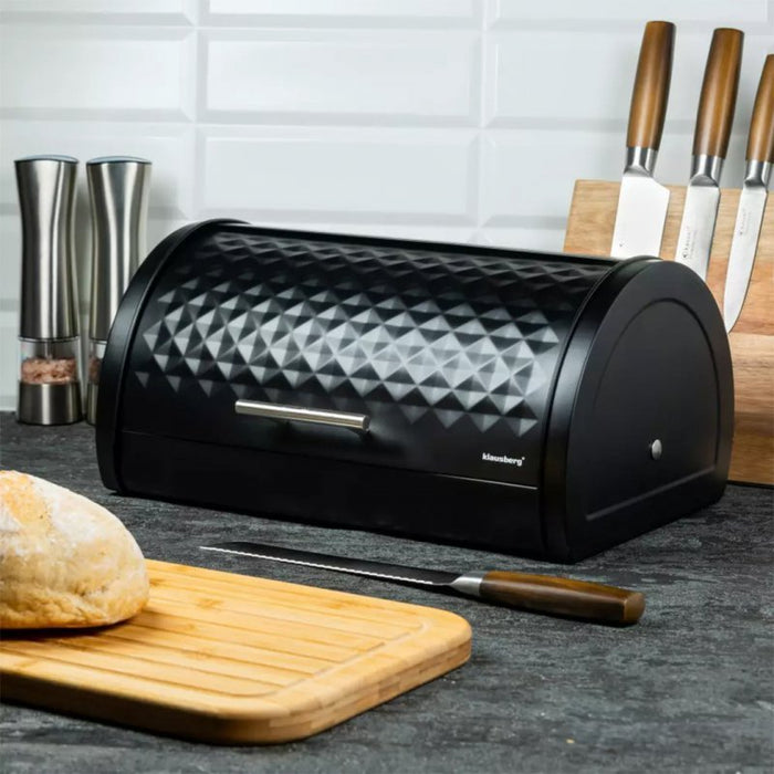 Klausberg KB-7453 Moderno portapane in metallo nero con coperchio a diamante