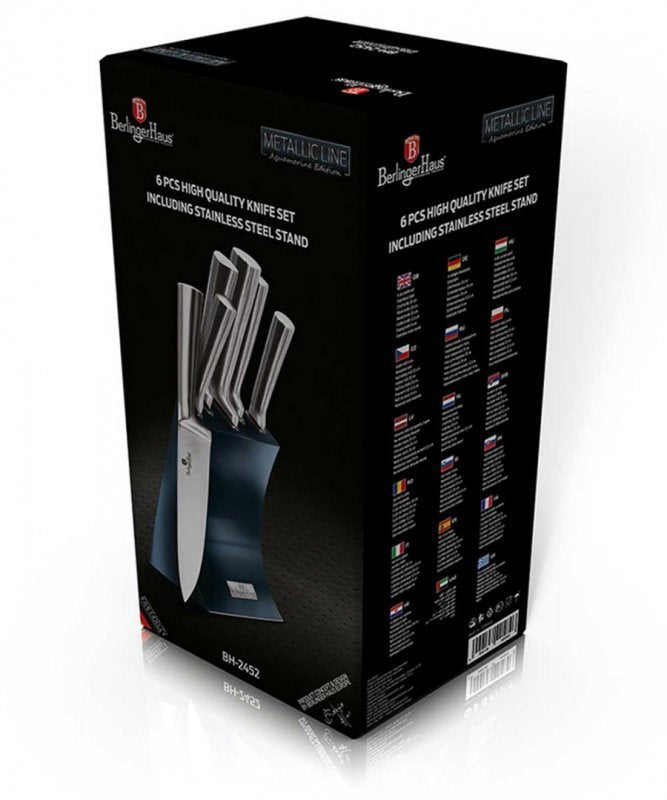 Berlinger haus BH-2452 Set di coltelli metallizzati color acquamarina con supporto