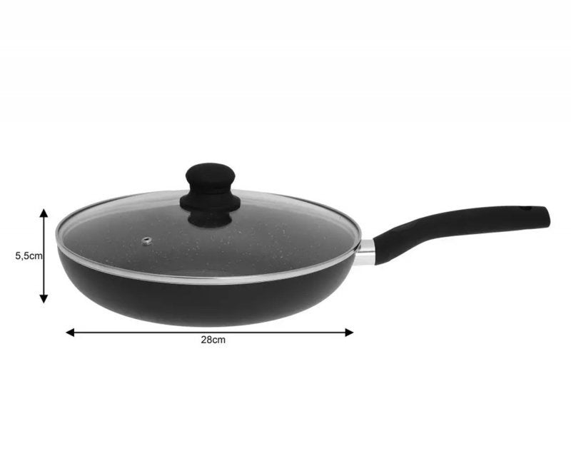 Kinghoff KH-3959 Padella antiaderente in marmo da 28 cm con coperchio in vetro