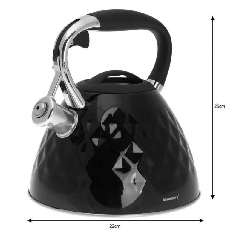 Klausberg KB-7455 Bollitore con fischietto in acciaio inossidabile da 2,7 l con manico Cool-Touch