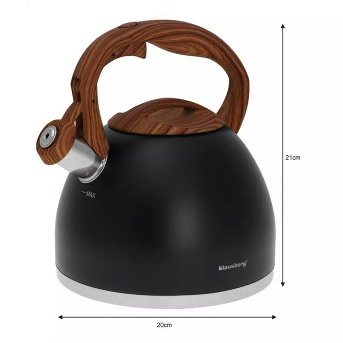 Klausberg KB-7450 Bollitore in acciaio inox con fischio da 3 litri per tutti i fornelli