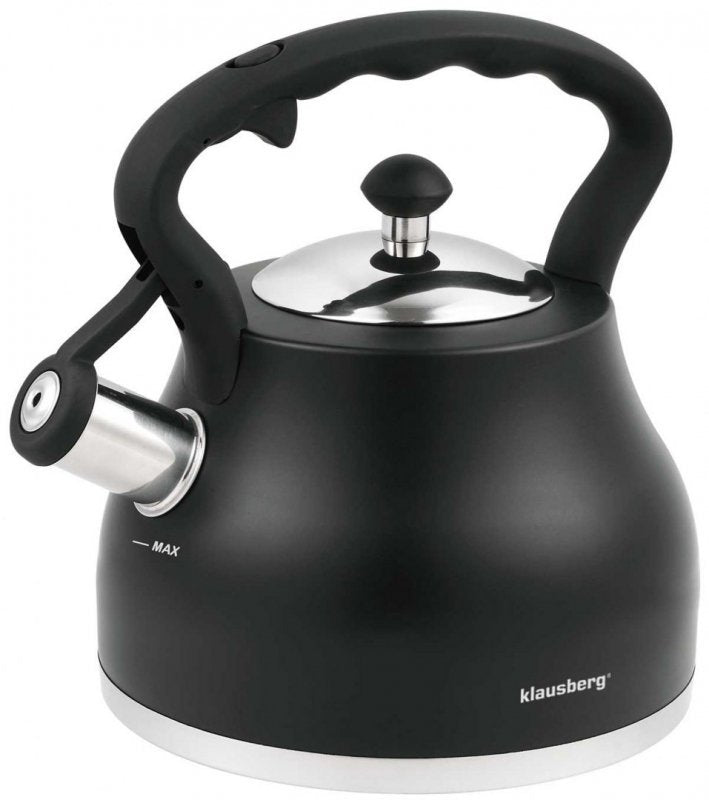 Klausberg KB-7448 Bollitore a fischio in acciaio inossidabile nero opaco da 2,7 l
