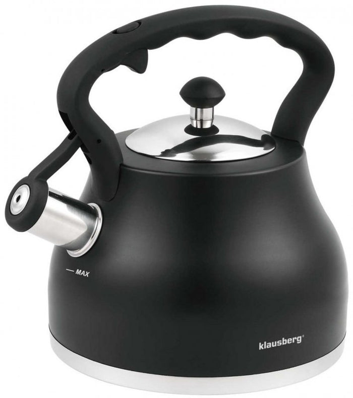 Klausberg KB-7448 Bollitore a fischio in acciaio inossidabile nero opaco da 2,7 l