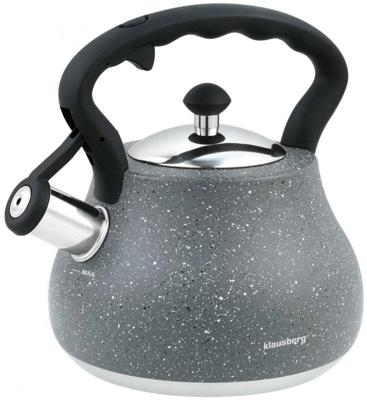 Klausberg KB-7447 Bollitore con fischietto grigio marmo 2,7 l in acciaio inossidabile