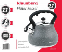 Klausberg KB-7447 Bollitore con fischietto grigio marmo 2,7 l in acciaio inossidabile