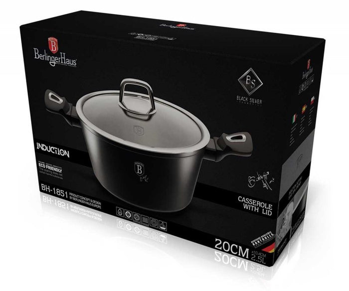 Berlinger Haus BH-1851 Pentola in granito da 20 cm con coperchio - Pentole Royal nere