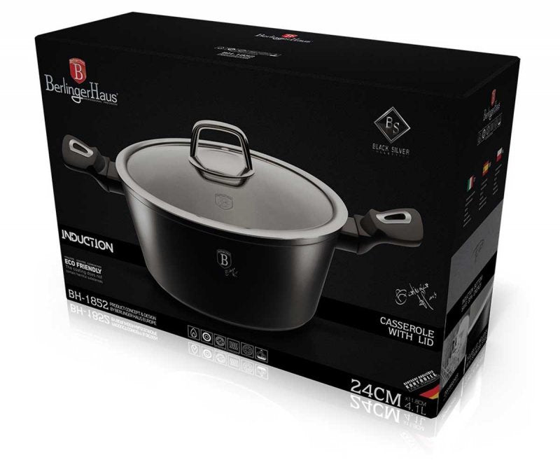 Berlinger haus BH-1852 Pentola in granito da 24 cm con coperchio - Pentole Royal nere