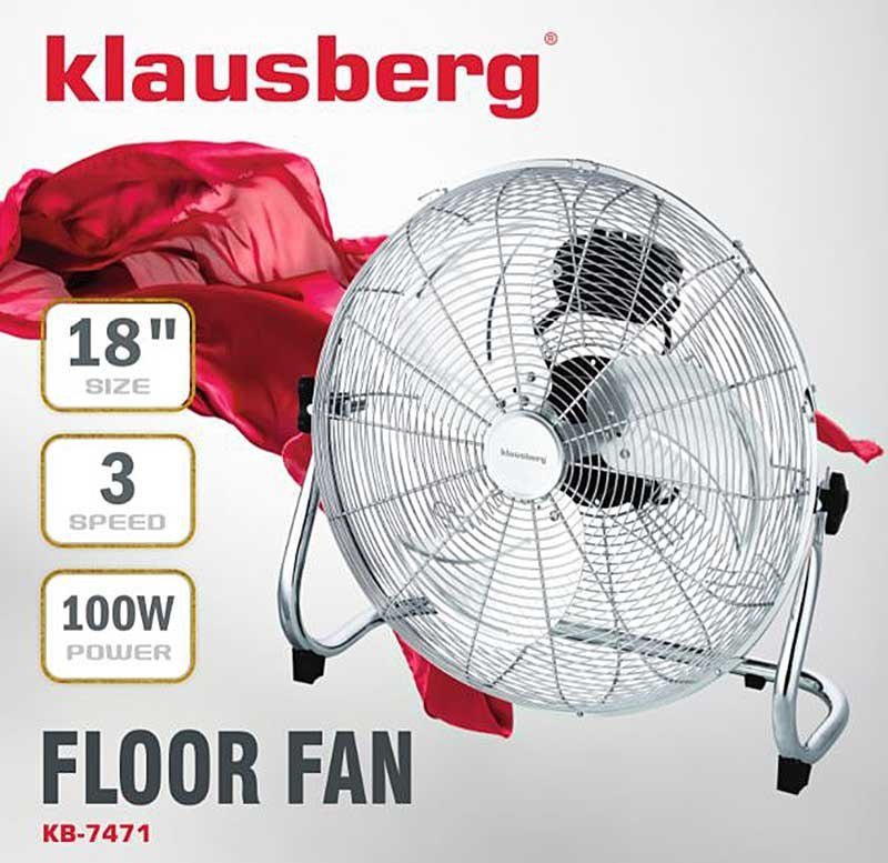Klausberg KB-7471 Potente ventilatore da pavimento da 45 cm, 100 W