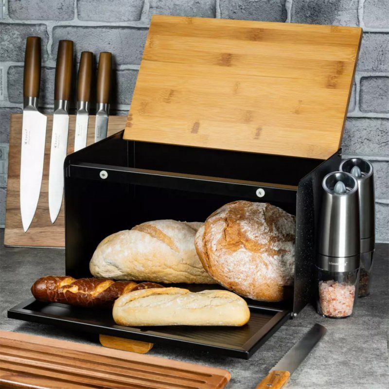 Klausberg KB-7464 Portapane in acciaio e legno dal design moderno