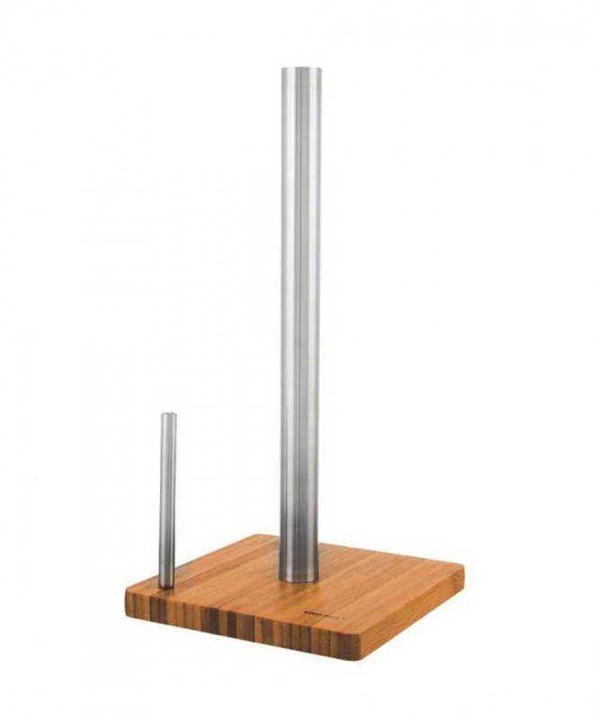 Porta asciugamani di carta in acciaio inossidabile Kinghoff KH-3921 con base in bambù