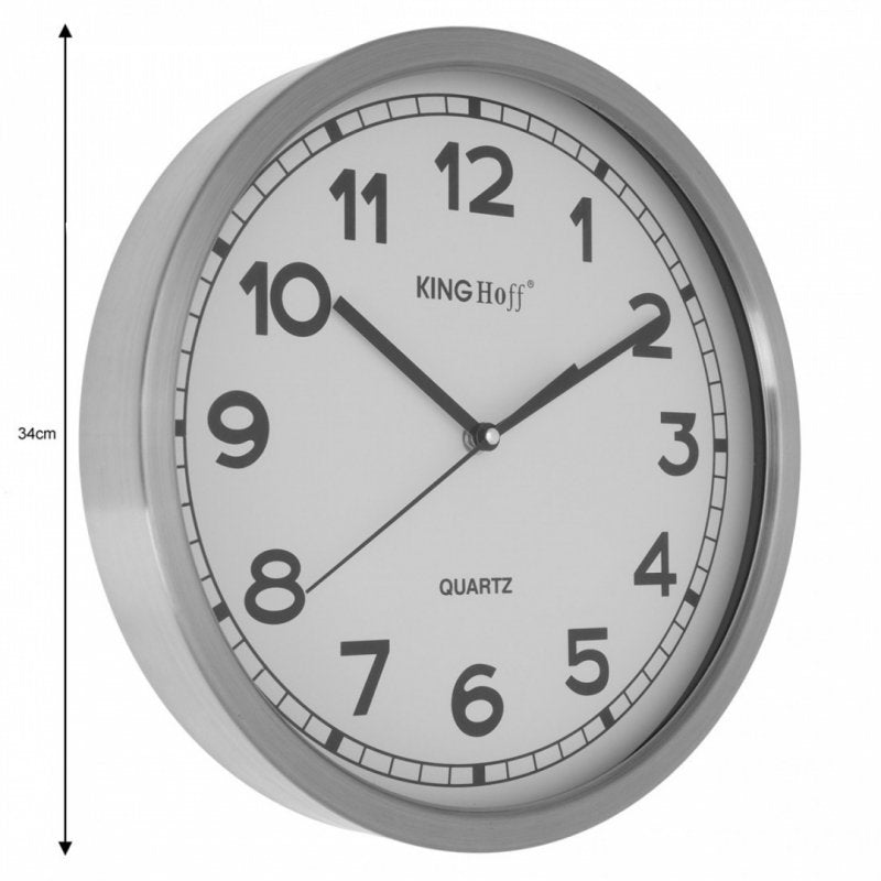 Kinghoff KH-5026 Orologio da parete moderno silenzioso in acciaio inossidabile 34 cm