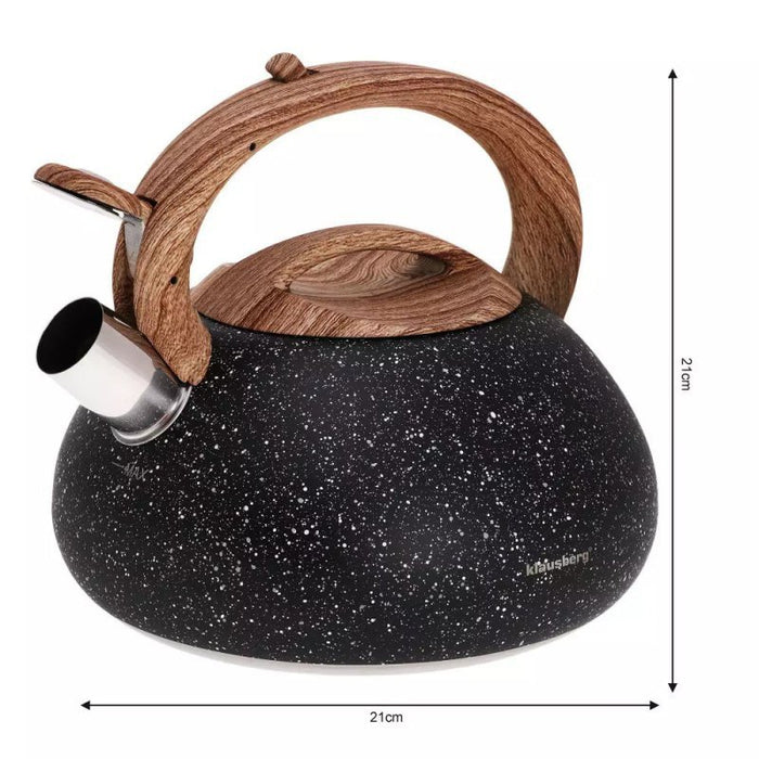 Klausberg KB-7282 Bollitore con fischietto da 2,7 l con finitura in legno di granito