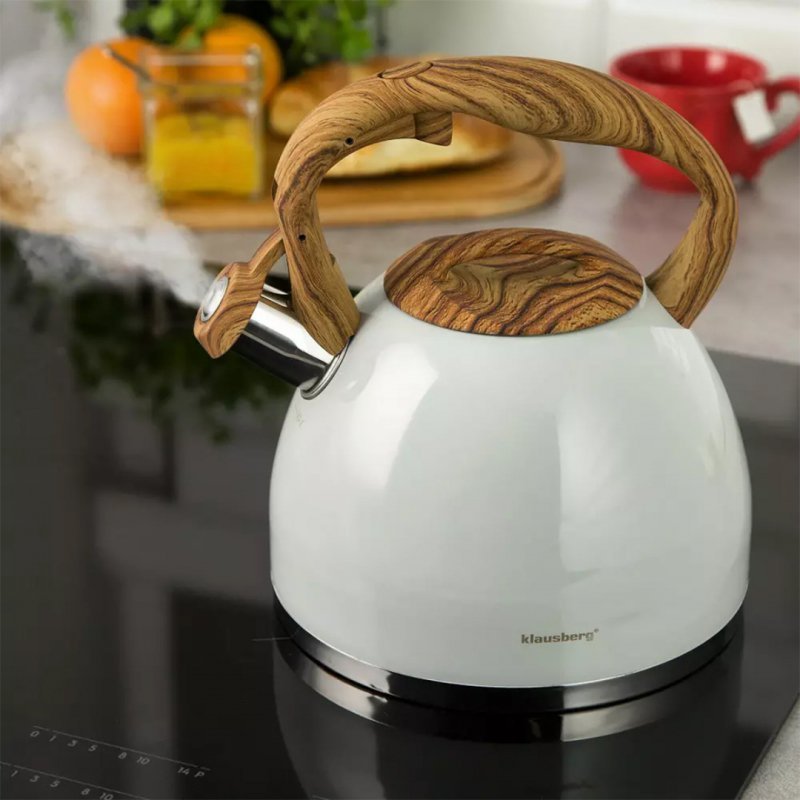 Klausberg KB-7451 Bollitore a fischio in acciaio inossidabile da 3 litri per tutti i fornelli