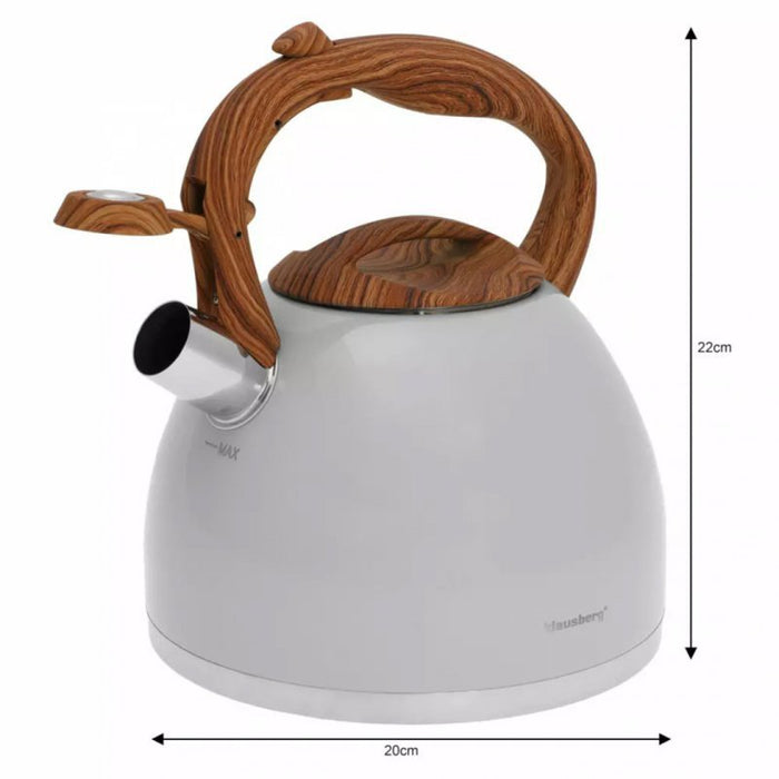 Klausberg KB-7451 Bollitore a fischio in acciaio inossidabile da 3 litri per tutti i fornelli