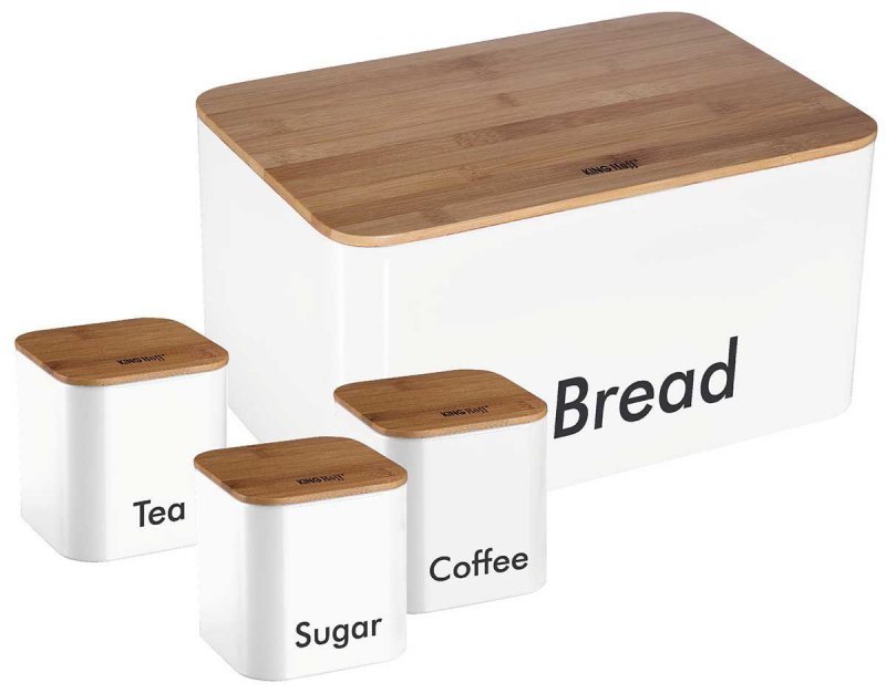 Kinghoff KH-1026 Set di contenitori per il pane smaltati bianchi con contenitori da cucina