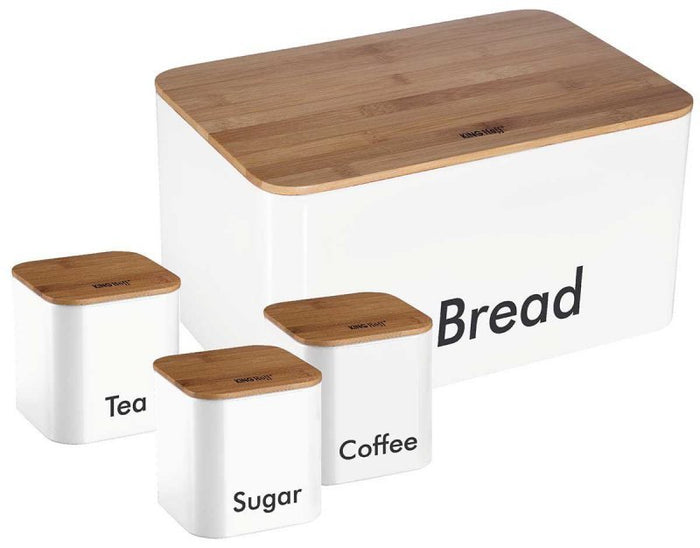 Kinghoff KH-1026 Set di contenitori per il pane smaltati bianchi con contenitori da cucina