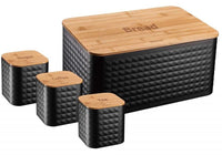 Klausberg KB-7482 Set portapane in acciaio con tagliere in bambù