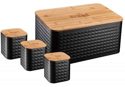 Klausberg KB-7482 Set portapane in acciaio con tagliere in bambù