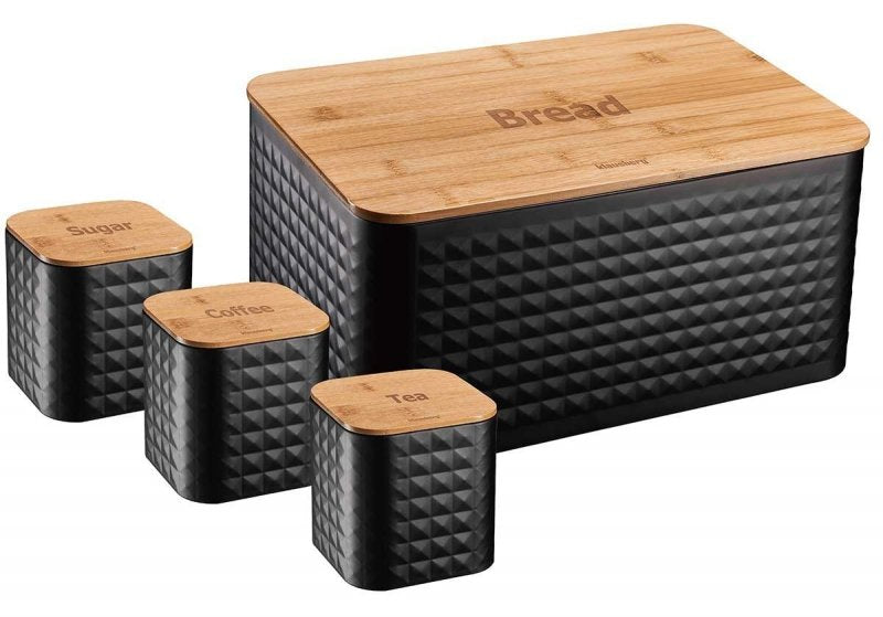 Klausberg KB-7482 Set portapane in acciaio con tagliere in bambù