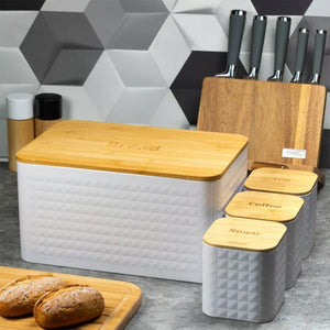 Klausberg KB-7483 Set portapane in acciaio con tagliere in bambù