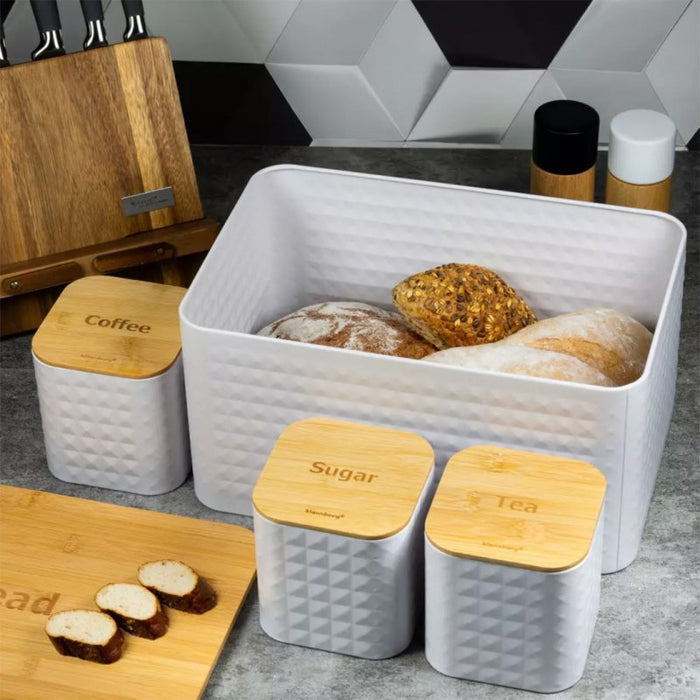 Klausberg KB-7483 Set portapane in acciaio con tagliere in bambù