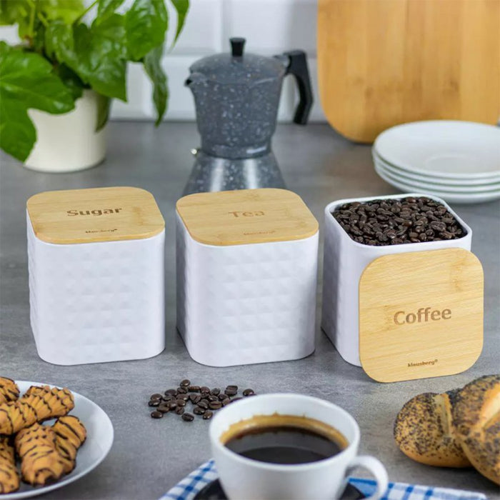 Klausberg KB-7485 Set di contenitori da cucina con coperchio in bambù