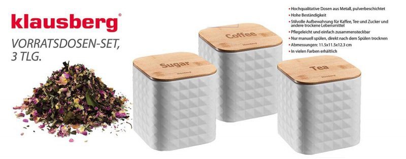 Klausberg KB-7485 Set di contenitori da cucina con coperchio in bambù