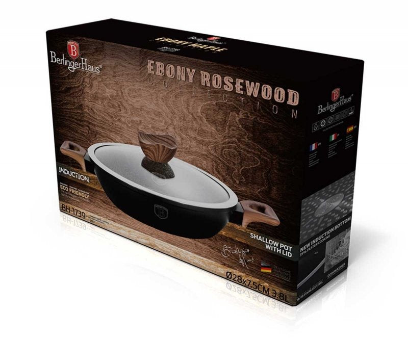 Berlinger haus BH-1739 Pentola piatta in palissandro ebano con coperchio 28 cm