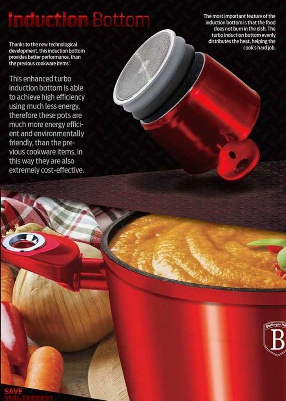 Berlinger Haus BH-6192 Pentola rivestita in granito bordeaux da 30 cm