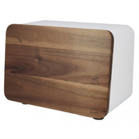 Husla 73937 Portapane in acciaio con coperchio in legno di acacia