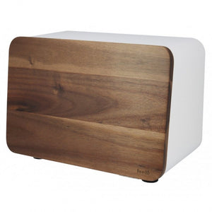 Husla 73937 Portapane in acciaio con coperchio in legno di acacia