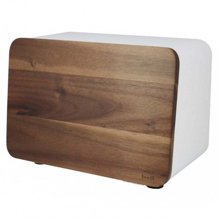 Husla 73937 Portapane in acciaio con coperchio in legno di acacia