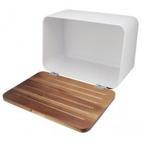 Husla 73937 Portapane in acciaio con coperchio in legno di acacia