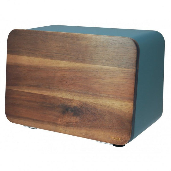 Husla 73939 Portapane in acciaio con coperchio in acacia e tagliere