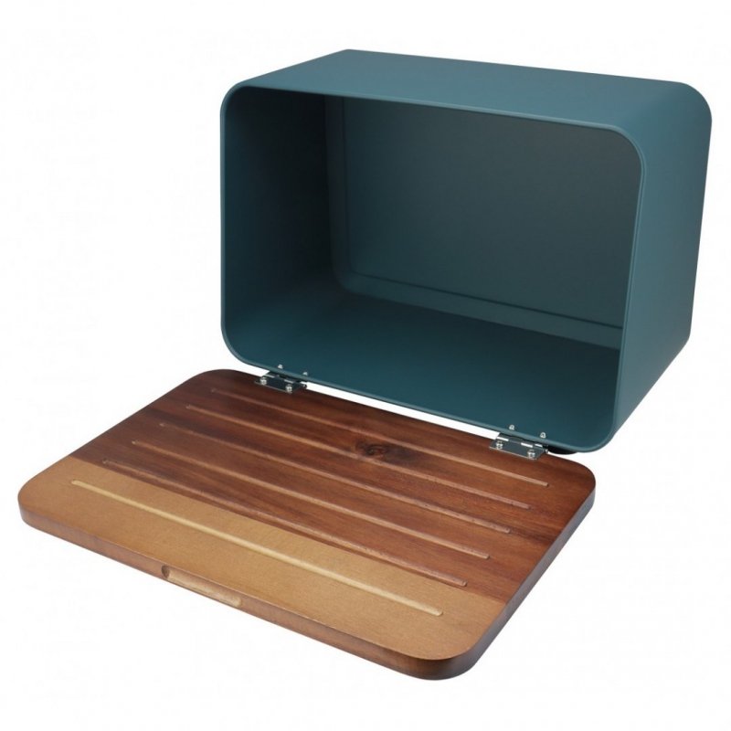 Husla 73939 Portapane in acciaio con coperchio in acacia e tagliere