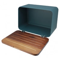 Husla 73939 Portapane in acciaio con coperchio in acacia e tagliere