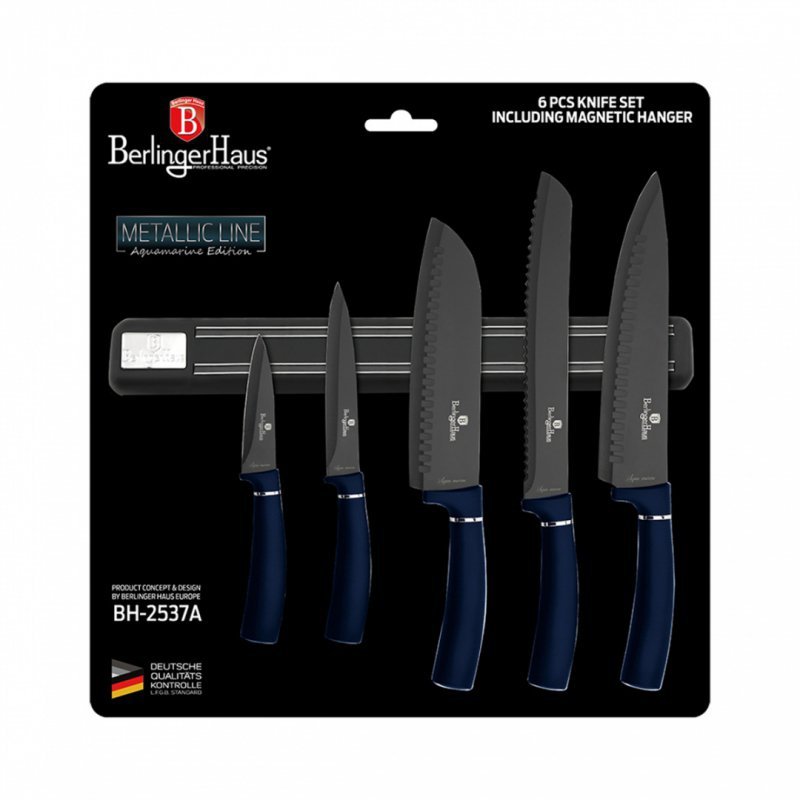 Berlinger haus BH-2537 Set di coltelli da cucina color acquamarina con striscia magnetica
