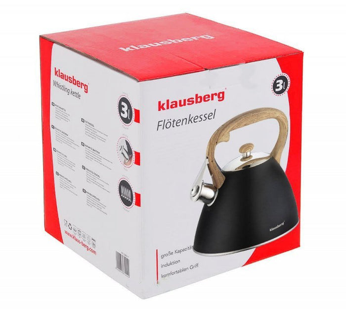 Klausberg KB-7262 Bollitore in acciaio inox con fischio da 3 litri per tutti i fornelli