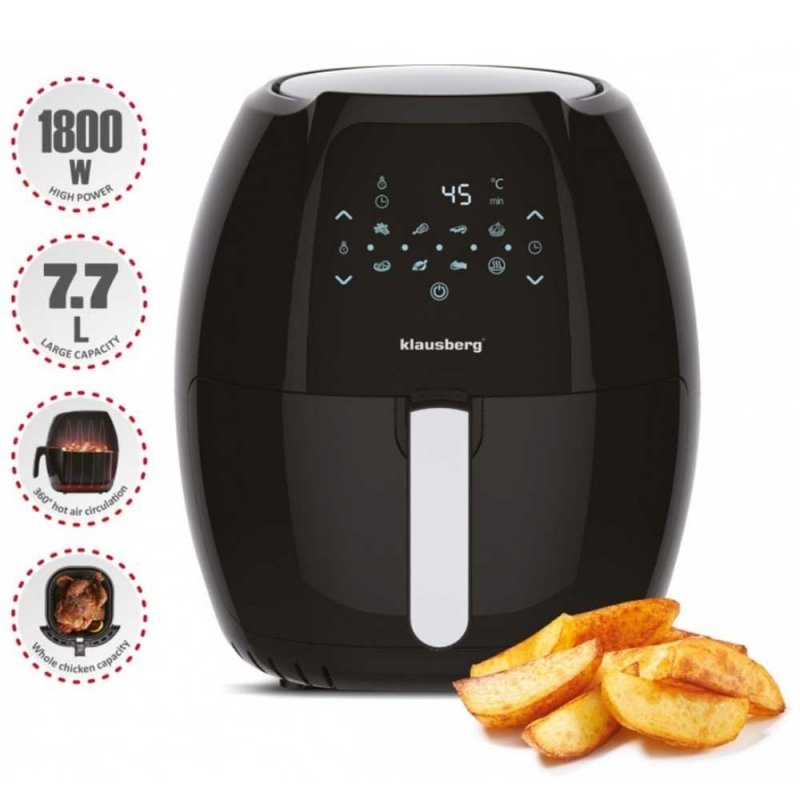 Friggitrice ad aria senza olio Klausberg KB-7495 1800W Capacità 7,7L