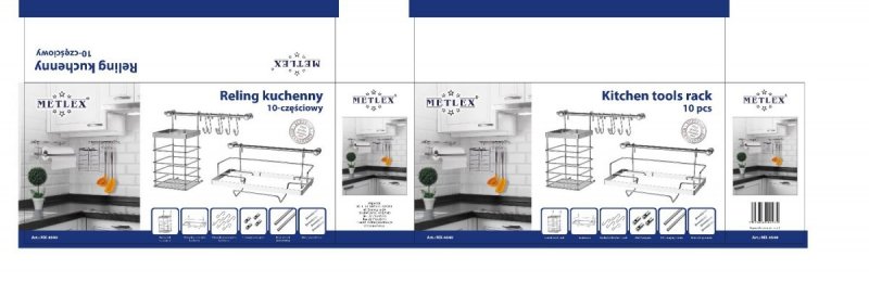 Metlex MX-4540 Set di 10 ringhiere per cucina, acciaio cromato