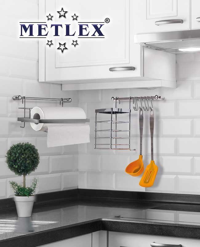 Metlex MX-4540 Set di 10 ringhiere per cucina, acciaio cromato
