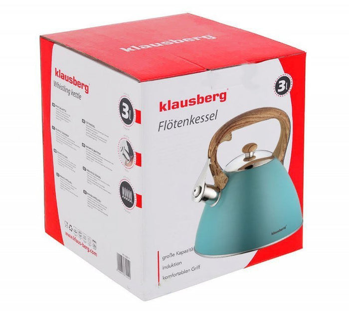 Klausberg KB-7263 Bollitore a fischio in acciaio inossidabile smeraldo da 3 litri