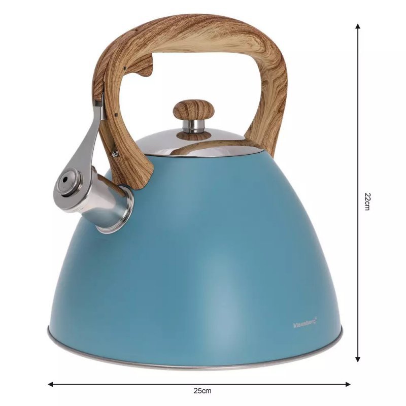 Klausberg KB-7263 Bollitore a fischio in acciaio inossidabile smeraldo da 3 litri