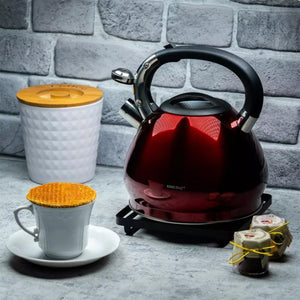 Bollitore a fischio in acciaio inossidabile rosso Kinghoff KH-1212 da 3,4 l