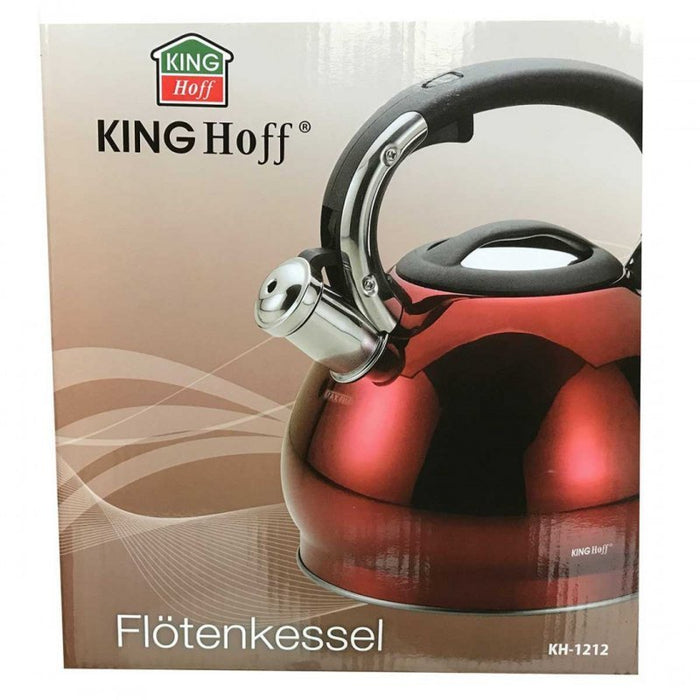Bollitore a fischio in acciaio inossidabile rosso Kinghoff KH-1212 da 3,4 l