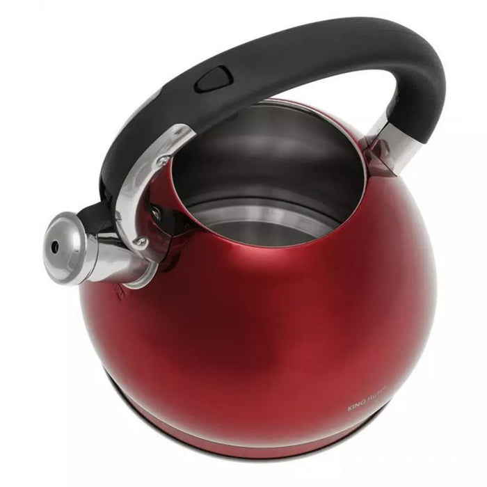 Bollitore a fischio in acciaio inossidabile rosso Kinghoff KH-1212 da 3,4 l