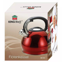 Bollitore a fischio in acciaio inossidabile rosso Kinghoff KH-1212 da 3,4 l